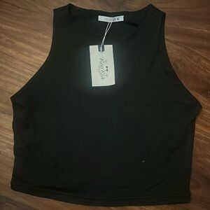 NWT Rioria Black racerback crop top